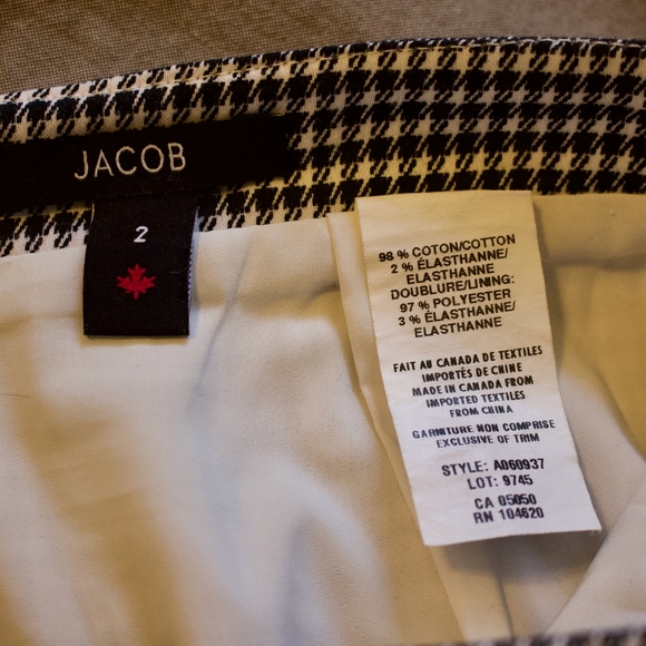 Jacob | Houndstooth Black White Cotton Pencil Skirt - Picture 4 of 6